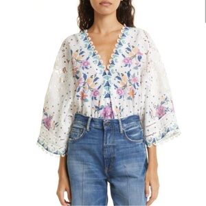 Floral Embroidered White Blouse Farm Rio bodysuit
